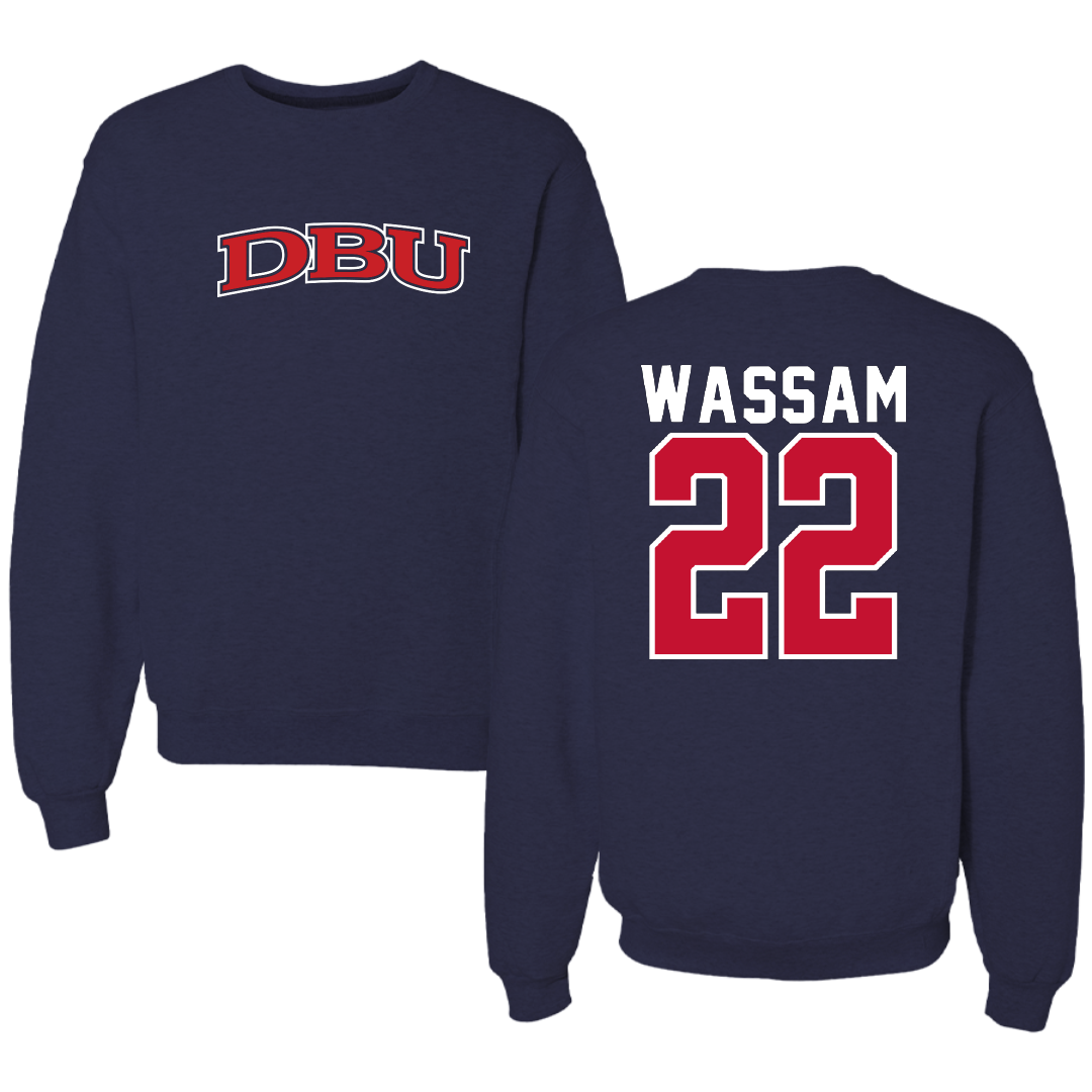 Dallas Baptist University Bowling Navy DBU Crewneck - #22 Zack Wassam