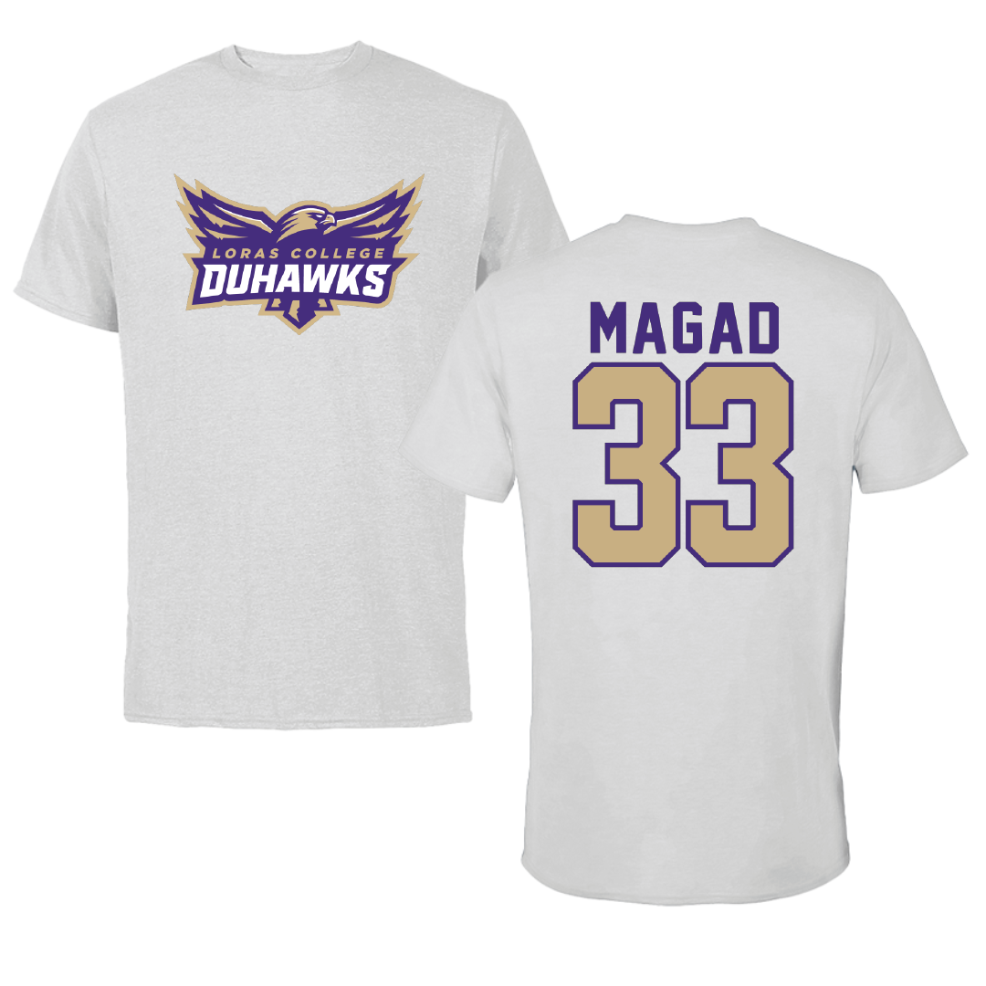 Loras College Football Light Gray Tee - #33 Jackson Magad