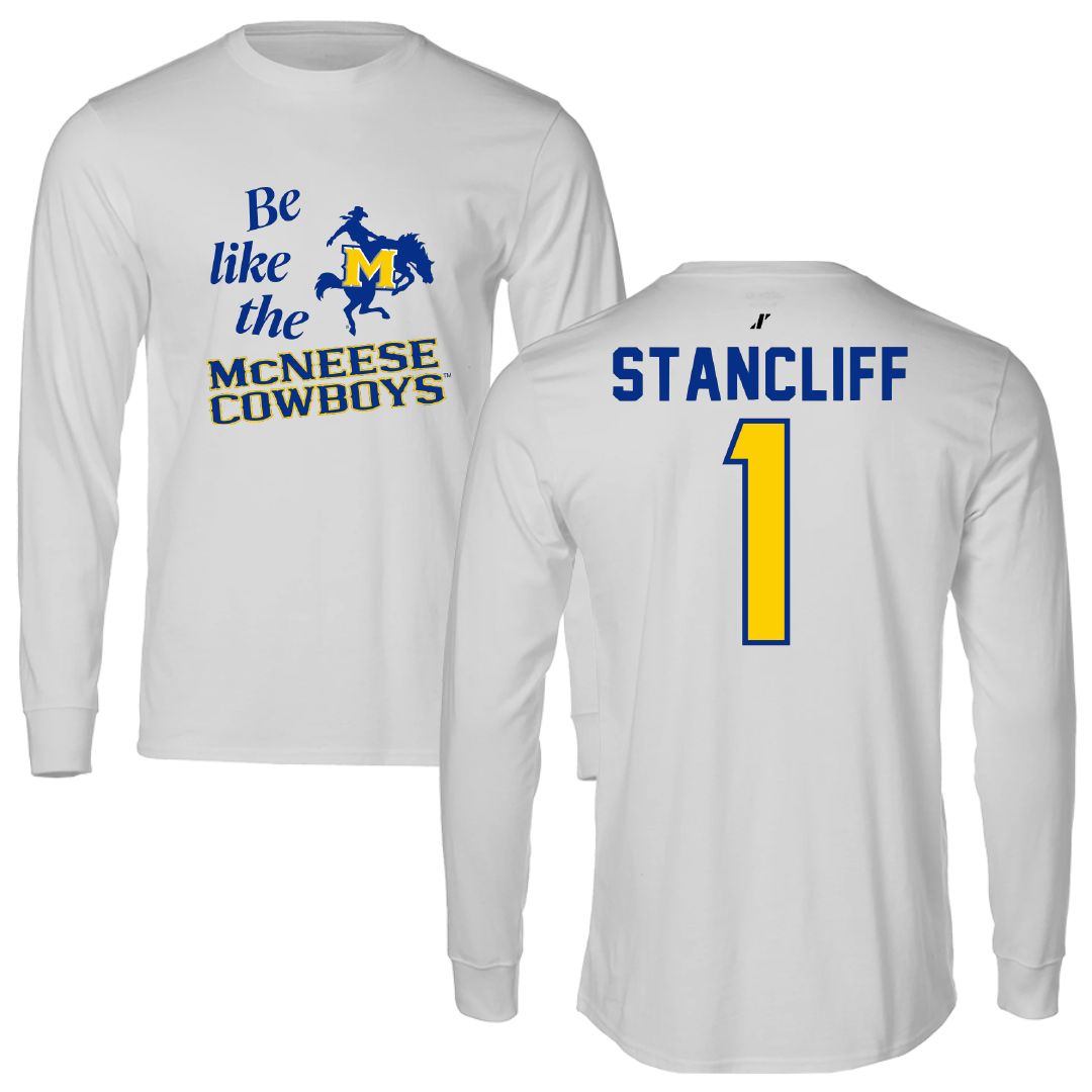 McNeese State University Baseball Light Gray Be Like Us Performance Long Sleeve - #1 Matthew Stancliff