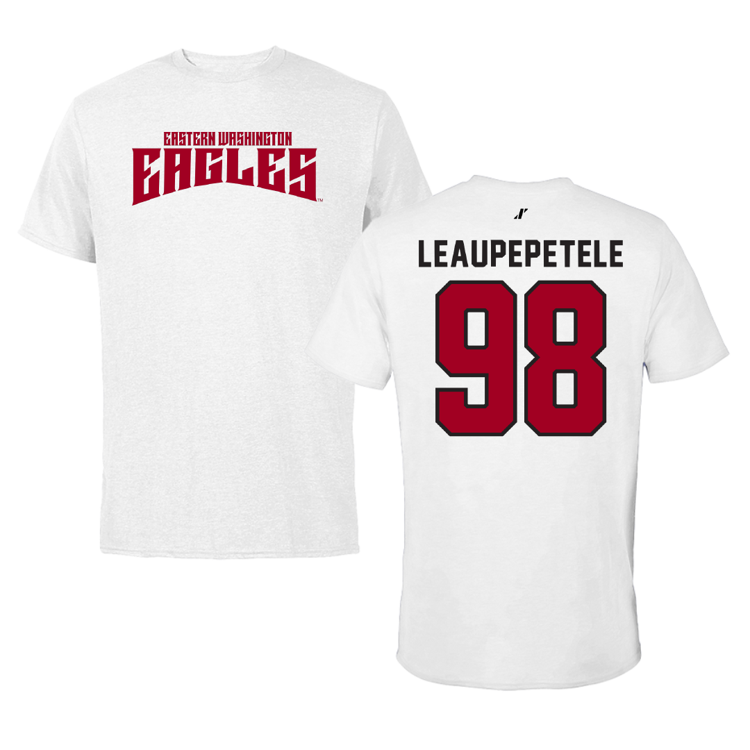 Eastern Washington University Football White Classic Performance Tee - #98 Jirah Leaupepetele