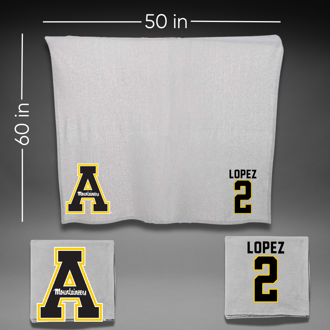 Appalachian State University Baseball Gray Blanket - #2 Xavier Lopez