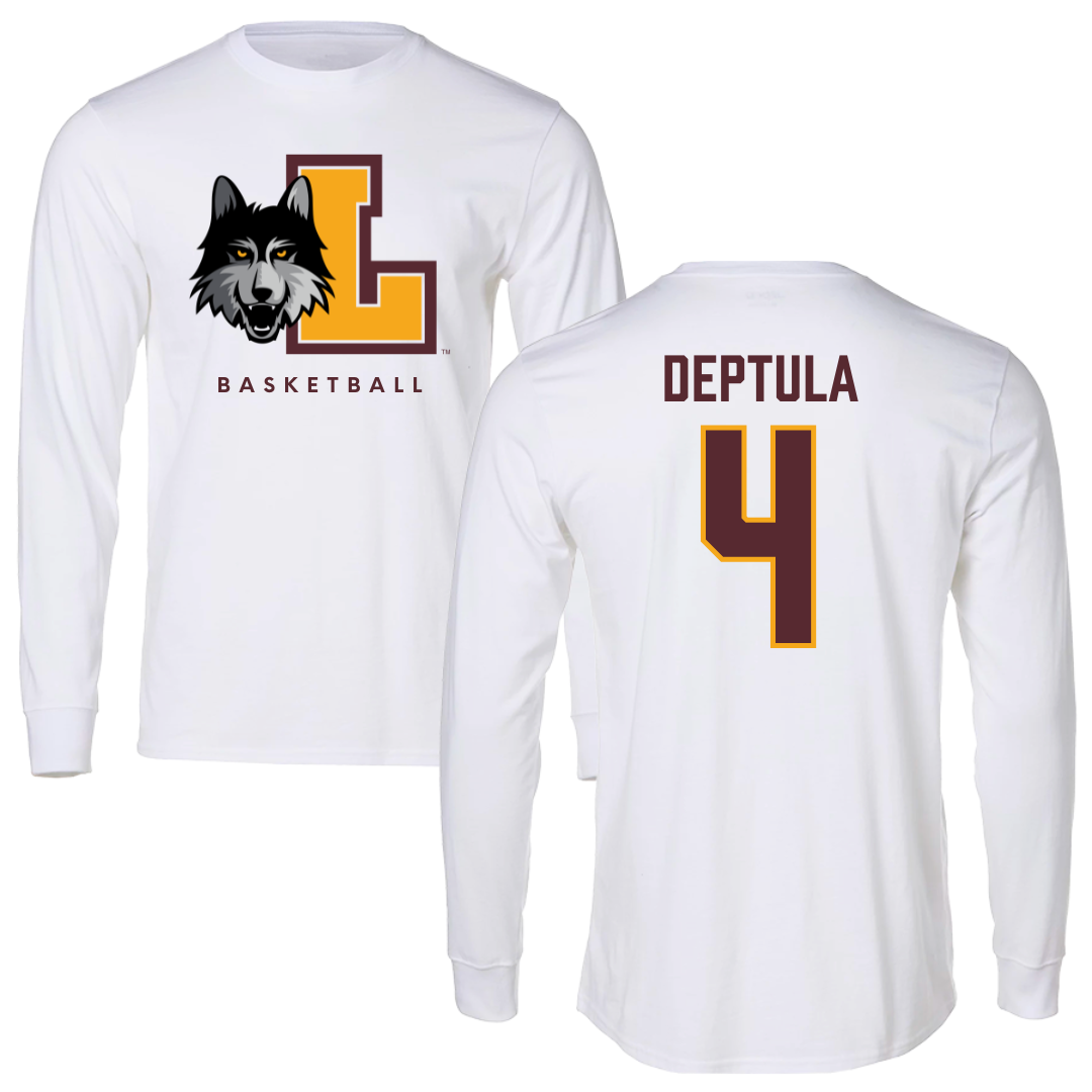 Loyola University-Chicago Basketball White Mascot Long Sleeve - #4 Audrey Deptula