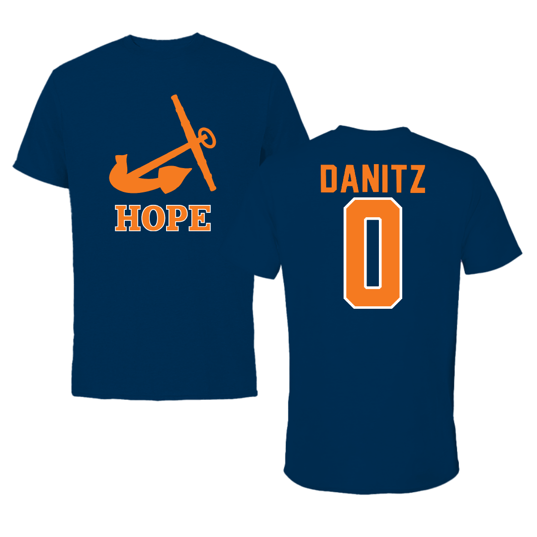 Hope College Football Navy Tee - #0 Liam Danitz