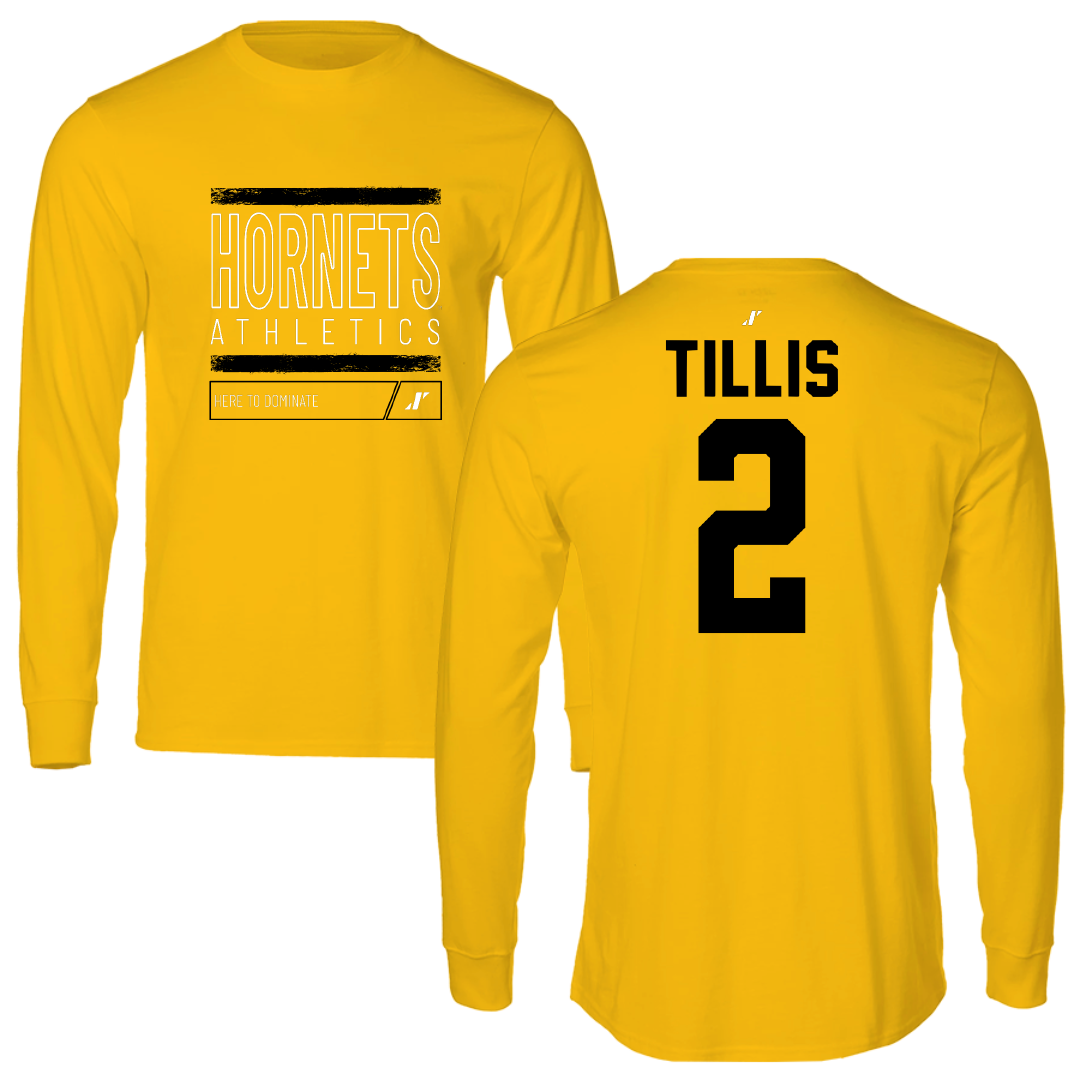 Alabama State University Basketball Gold Dominate Performance Long Sleeve - #2 Ryin Tillis
