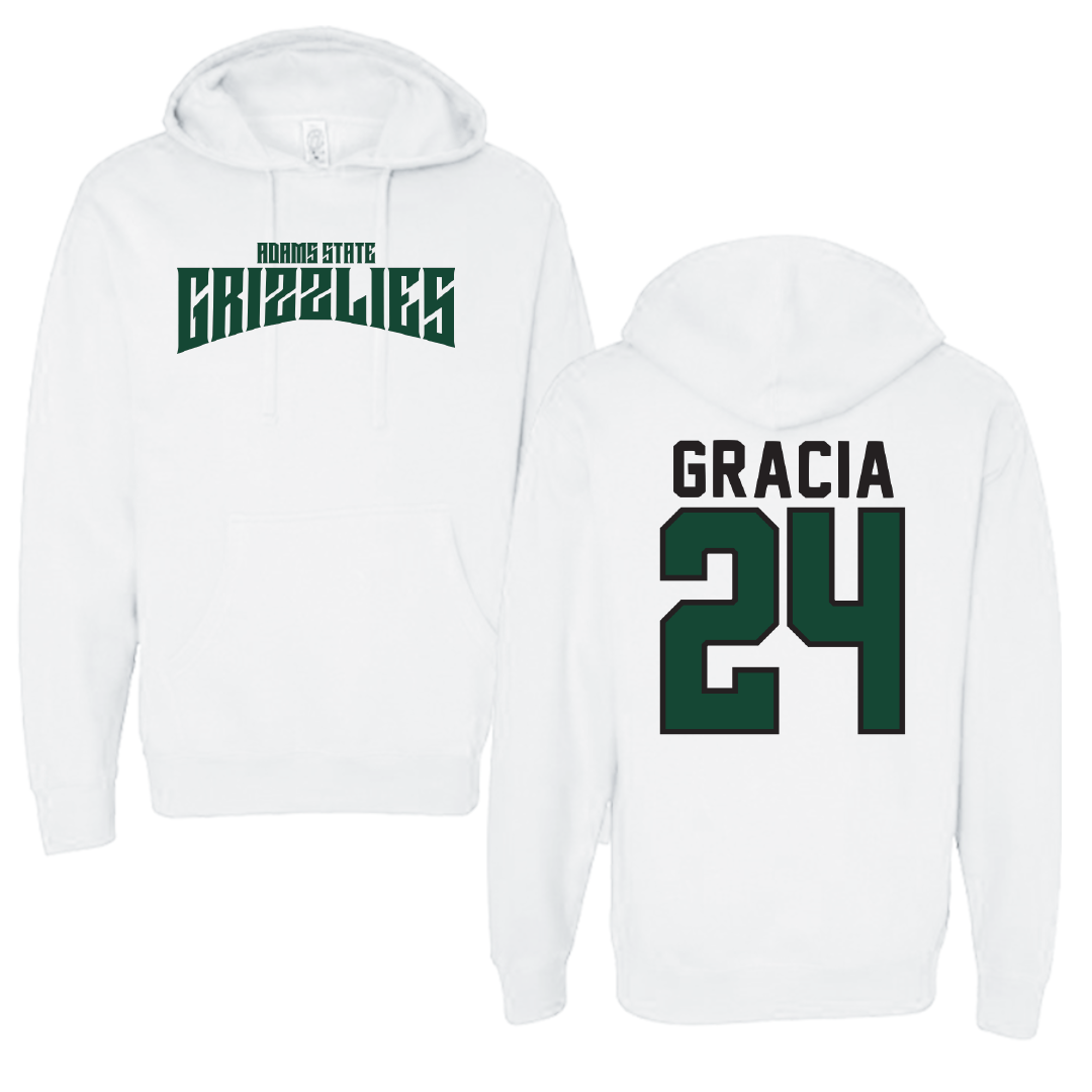 Adams State University Baseball White Classic Hoodie - #24 Chris Gracia