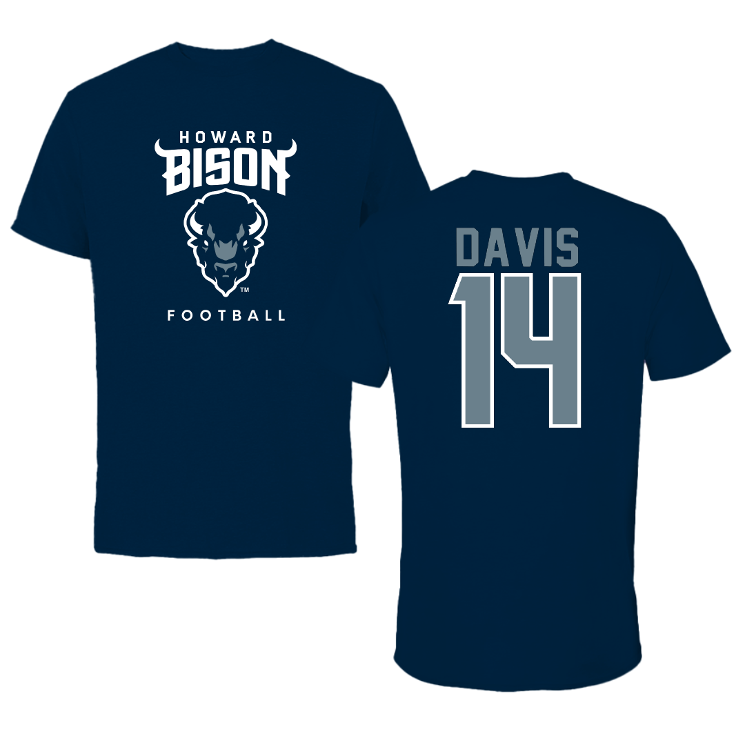 Howard University Football Navy Tee - #14 Kyle Davis