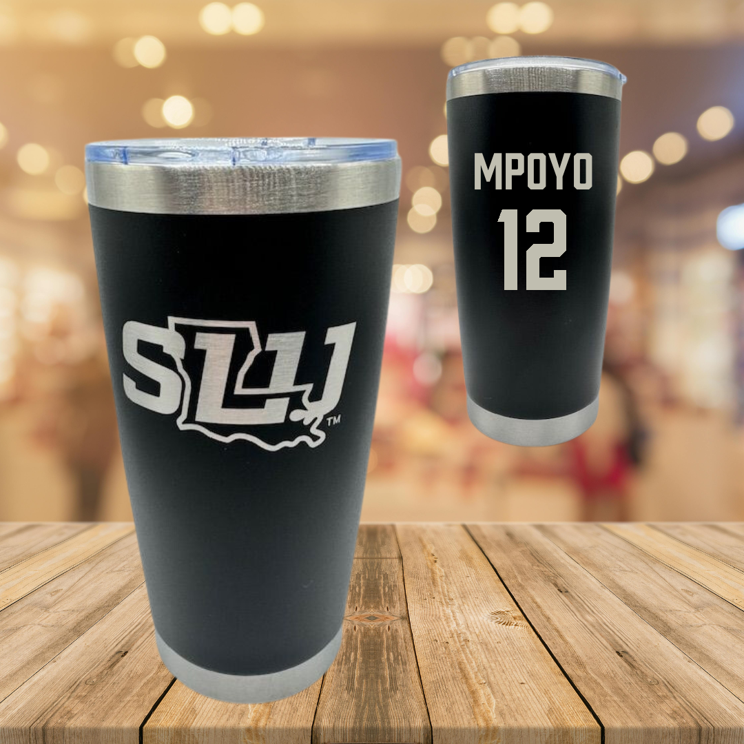 Southeastern Louisiana University Basketball Black Stainless Steel Tumbler - #12 Joe Mpoyo