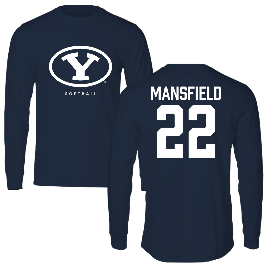 Brigham Young University Softball Navy Performance Long Sleeve - #22 Miranda Mansfield