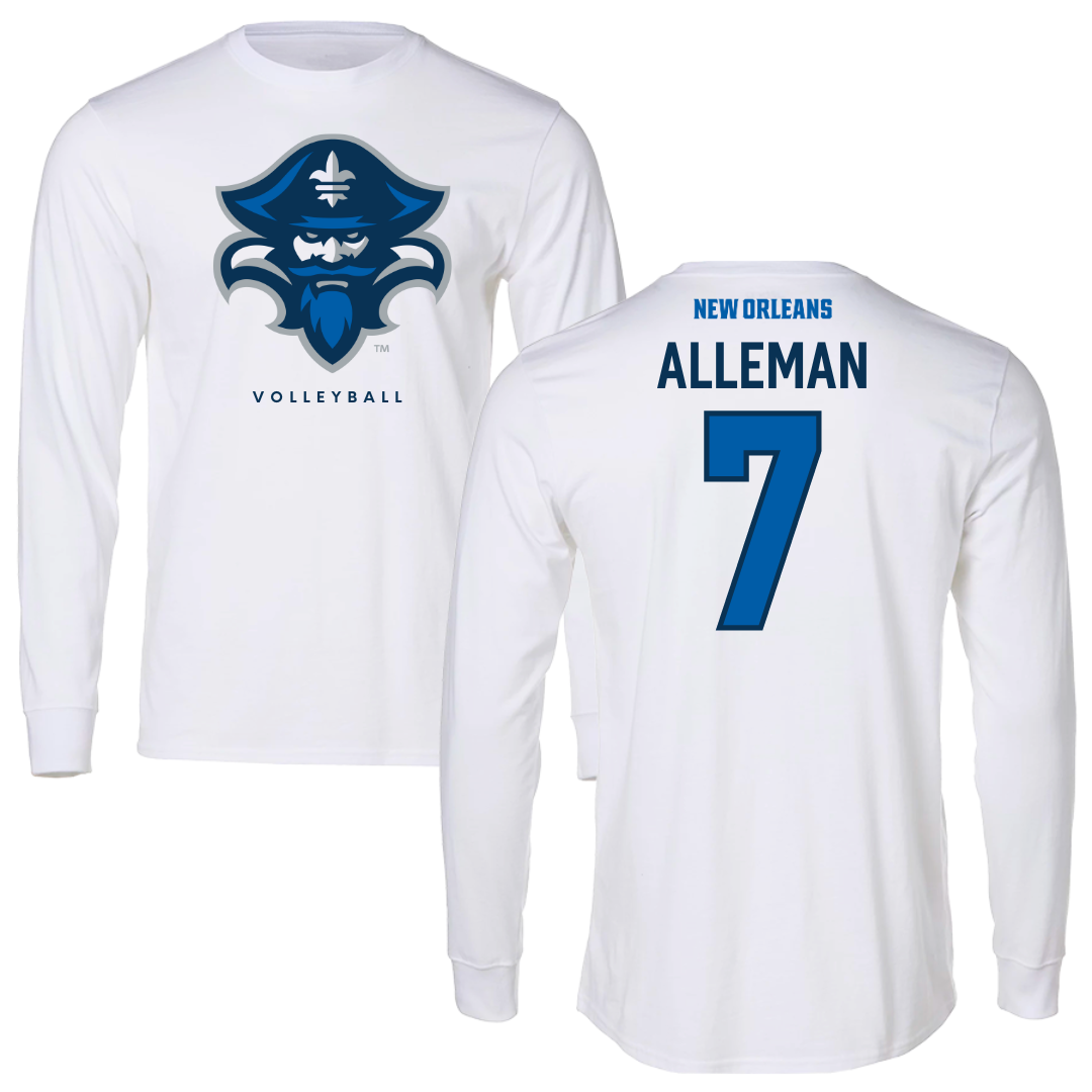University of New Orleans Volleyball White Long Sleeve - #7 Lani Alleman
