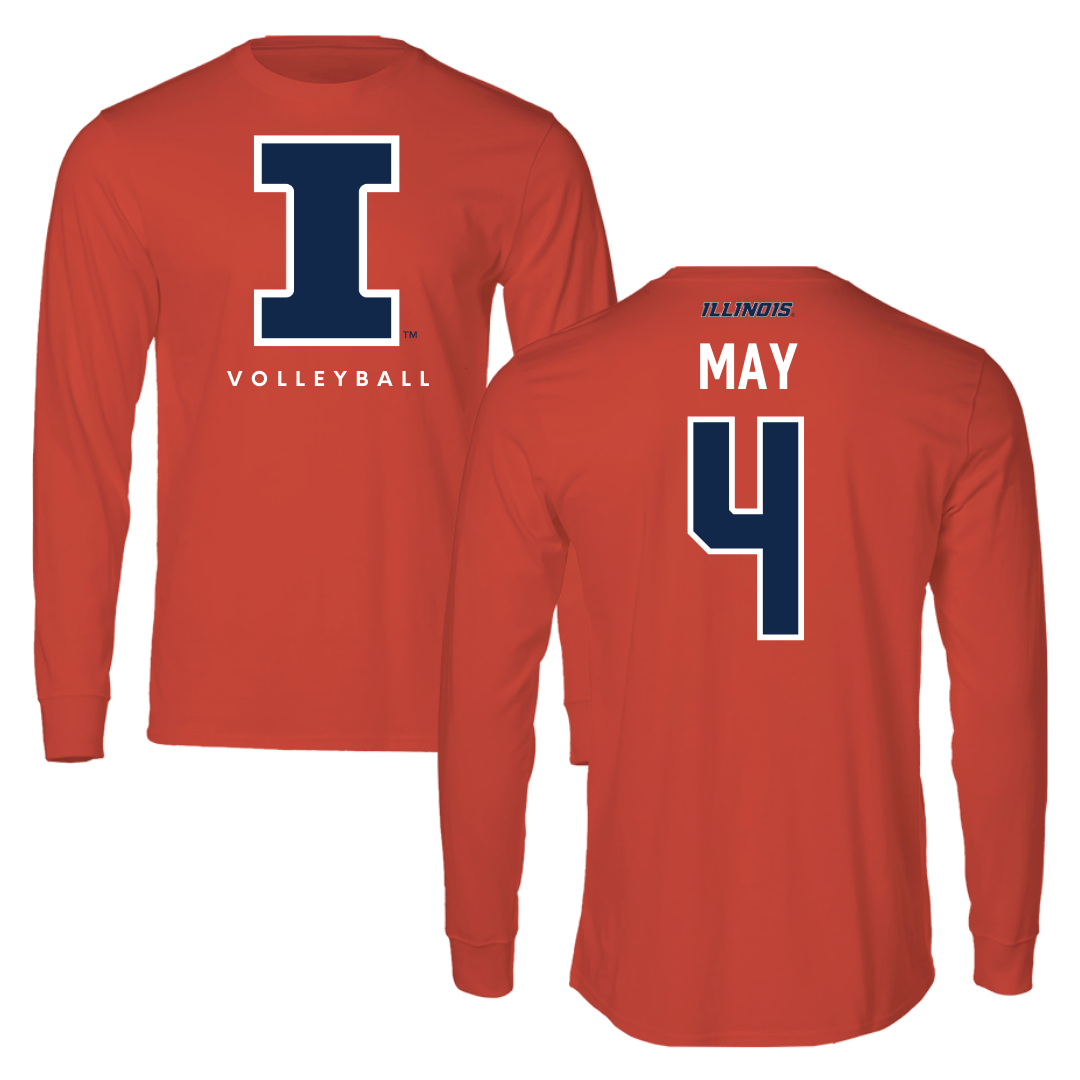 University of Illinois Volleyball Orange Long Sleeve - #4 Bianca May