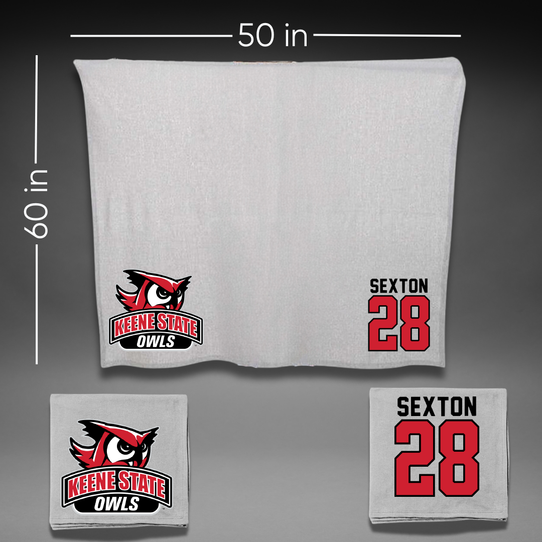 Keene State College Lacrosse Gray Owls Blanket - #28 Shawn Sexton