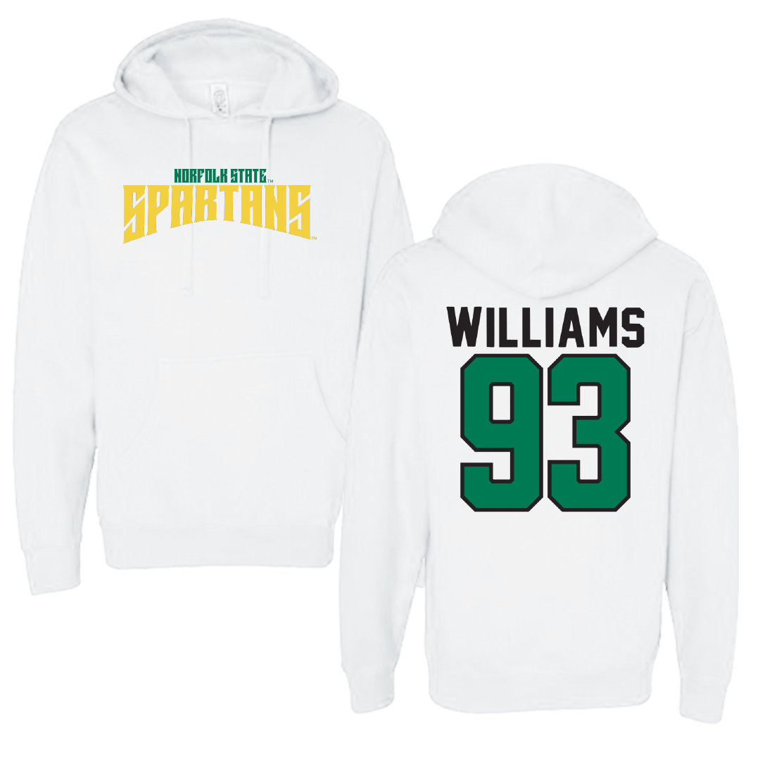 Norfolk State University Football White Classic Hoodie - #93 Jaylen Williams