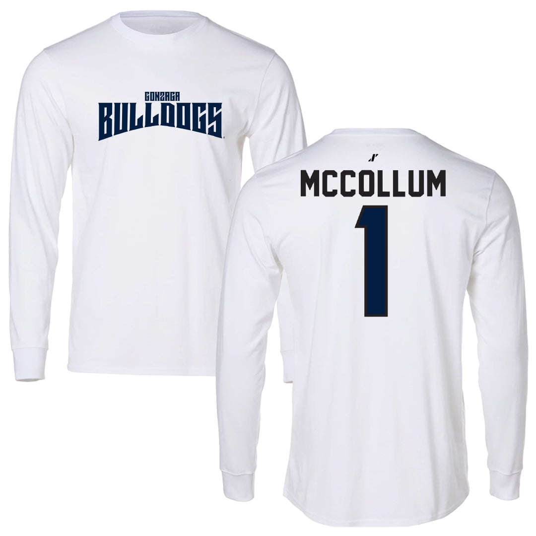 Gonzaga University Soccer White Classic Performance Long Sleeve - #1 Michaela McCollum
