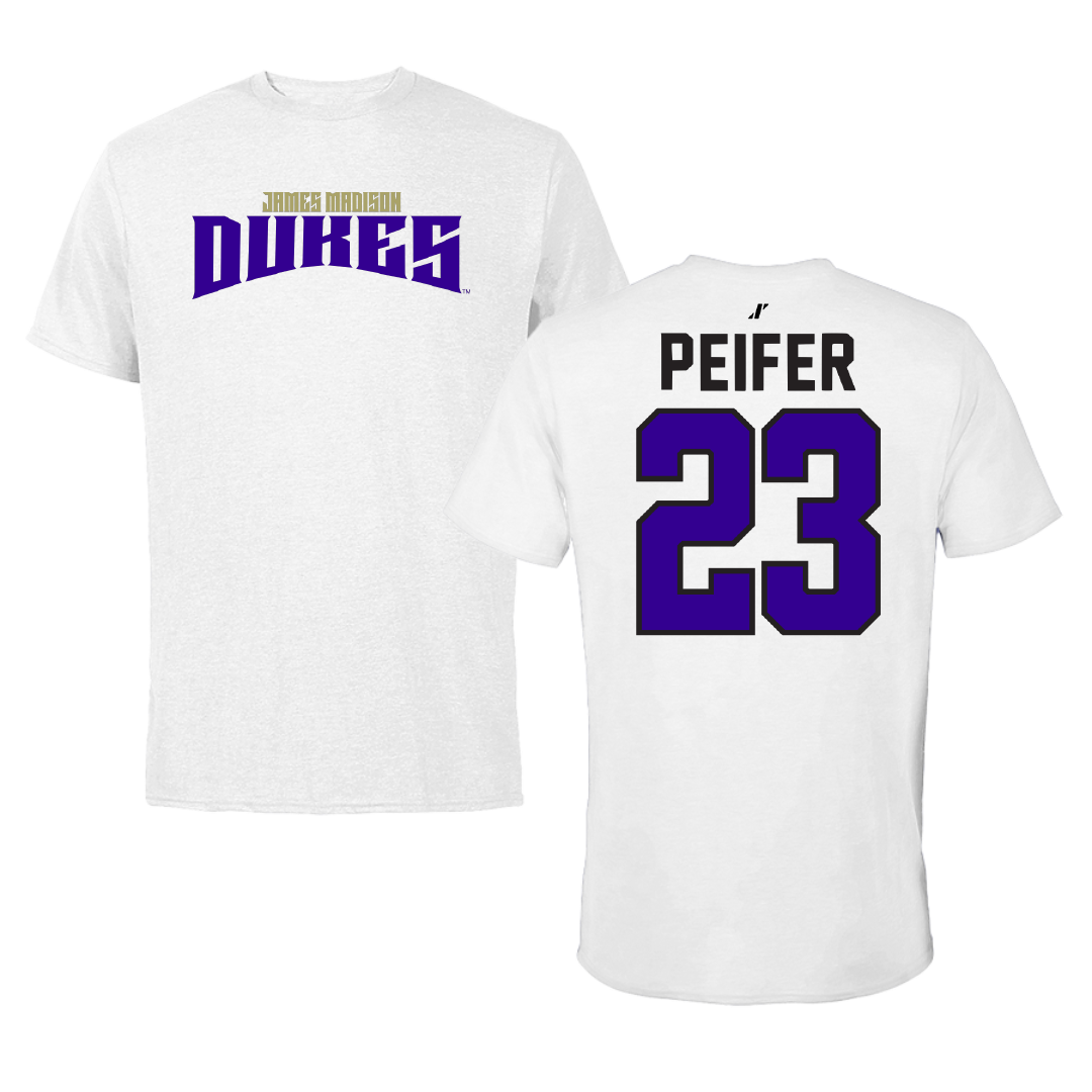 James Madison University Baseball White Classic Performance Tee - #23 Wyatt Peifer