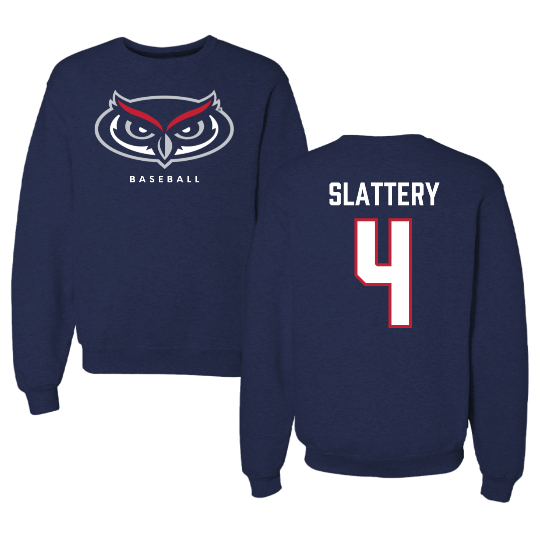 Florida Atlantic University Baseball Navy Mascot Crewneck - #4 Joseph Slattery