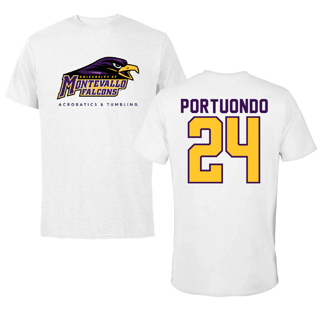 University of Montevallo Acrobatics & Tumbling White Performance Tee - #24 Vanessa Portuondo