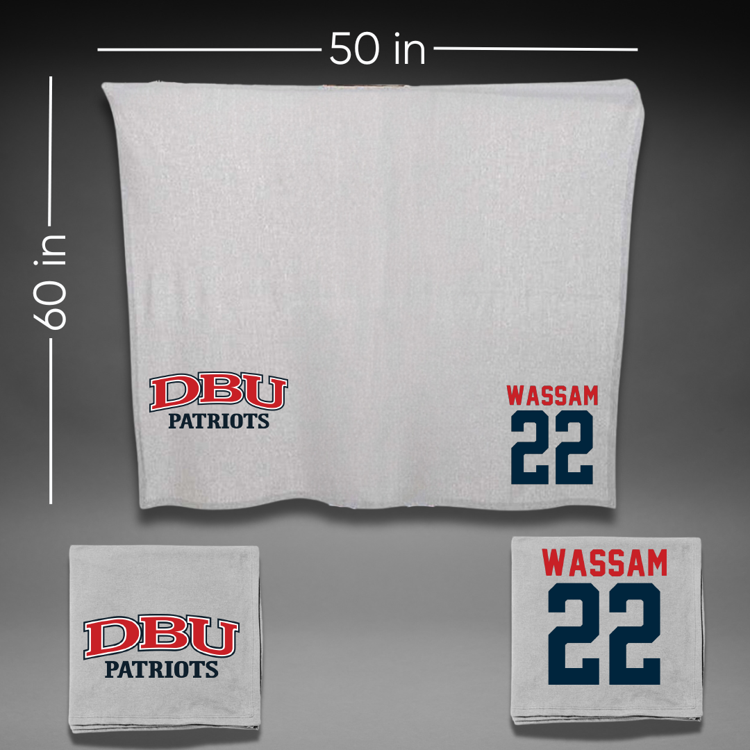 Dallas Baptist University Bowling Gray Blanket - #22 Zack Wassam