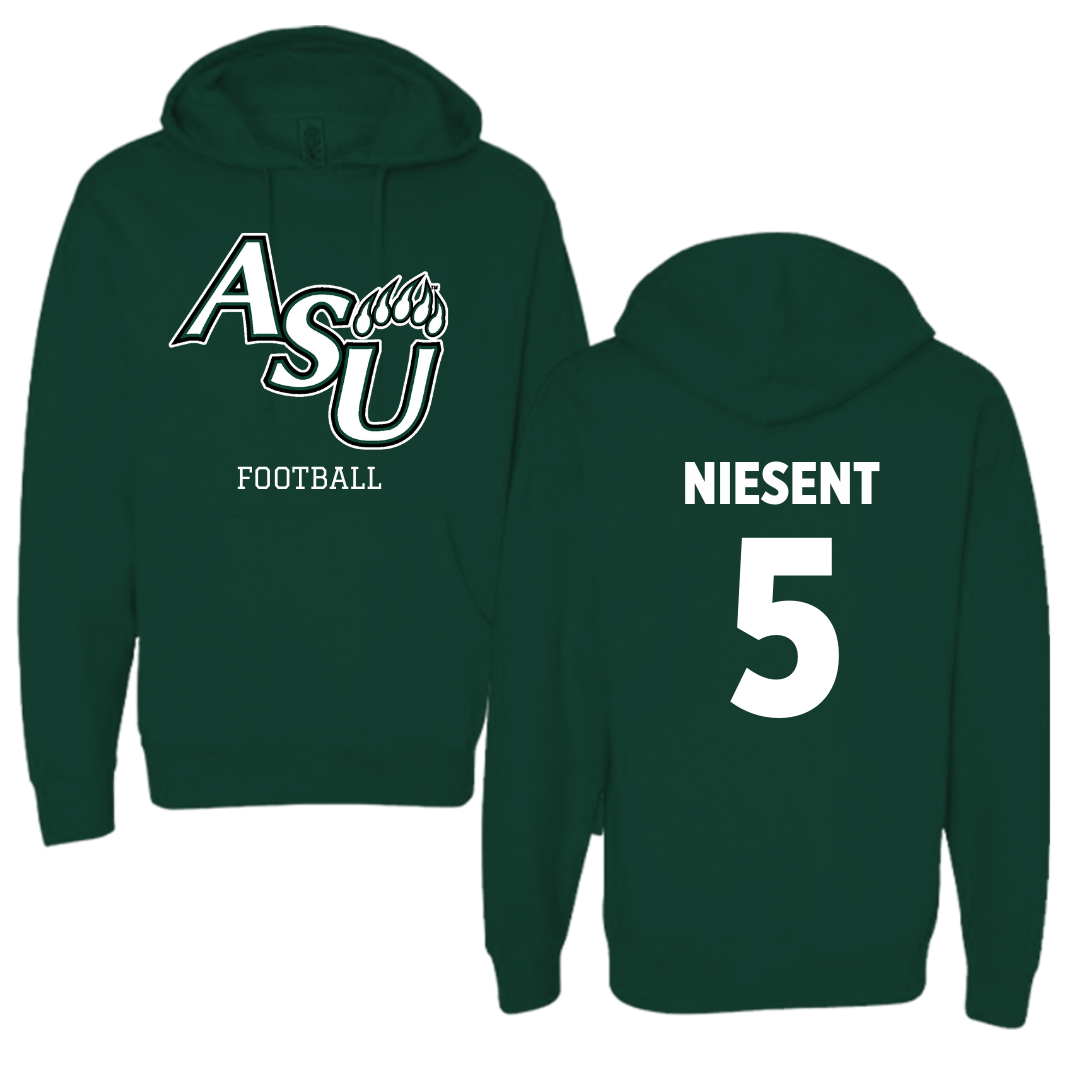 Adams State University Football Forest Green Block Hoodie - #5 Jordan Niesent