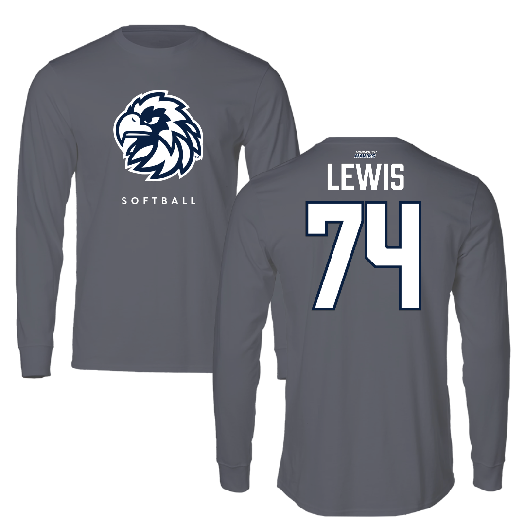 Monmouth University Softball Gray Performance Long Sleeve - #74 Olivia Lewis
