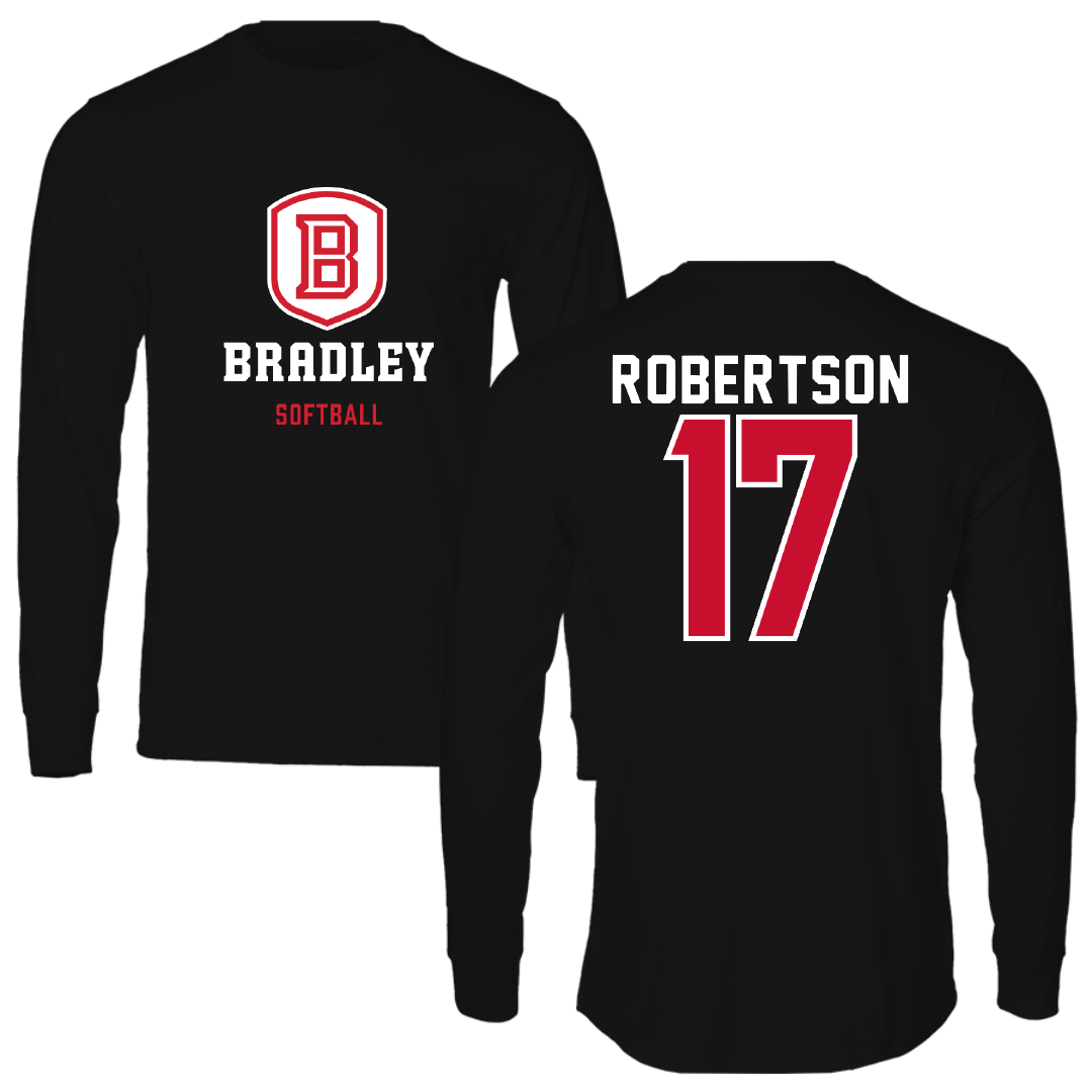 Bradley University Softball Black Block Performance Long Sleeve - #17 Kinsley Robertson
