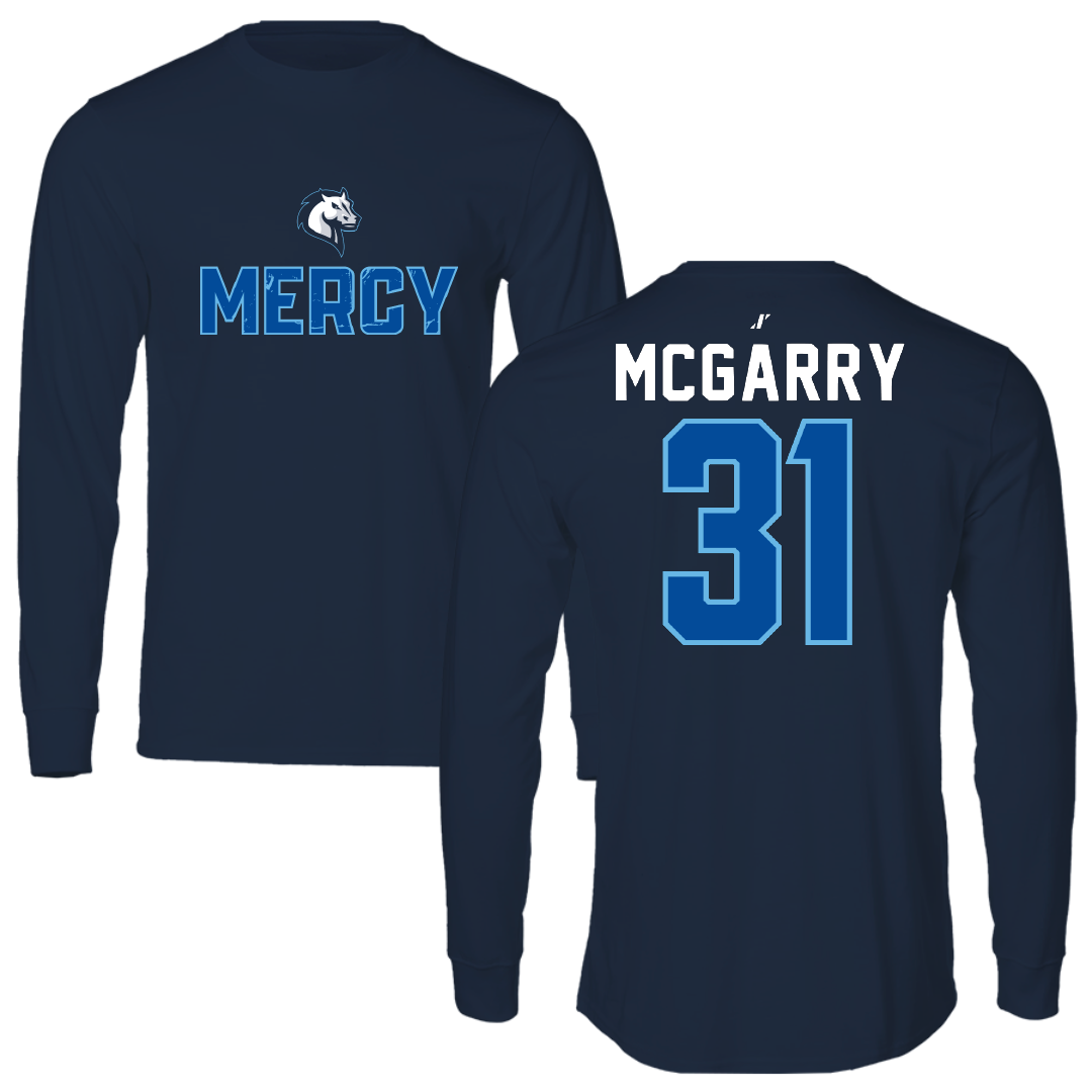 Mercy University Baseball Navy General Performance Long Sleeve - #31 Ethan McGarry