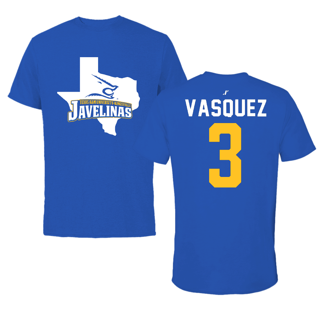 Texas A&M University-Kingsville Beach Volleyball Blue State Tee - #3 Kalani Vasquez