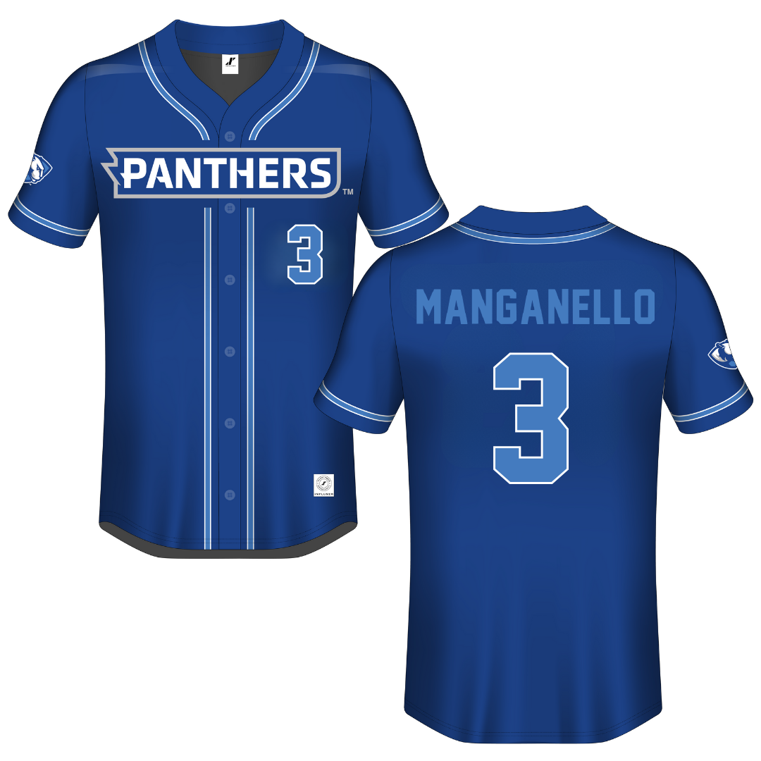 Eastern Illinois University Blue Button-Down Jersey - #3 Kira Manganello