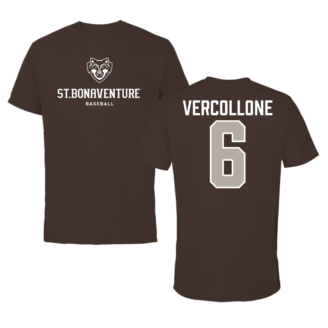 St. Bonaventure University Baseball Brown Bonnies Tee - #6 Conner Vercollone