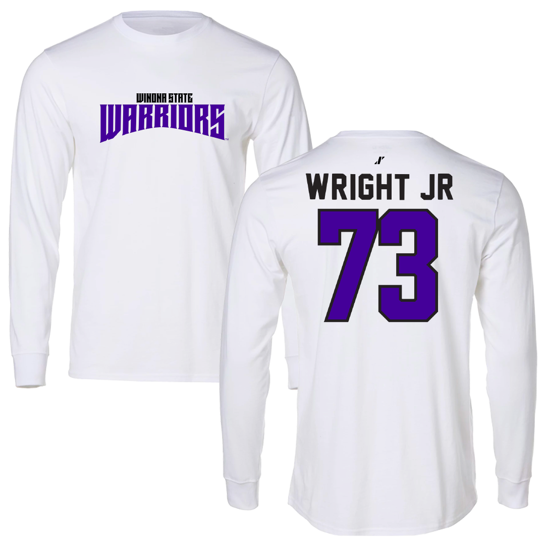 Winona State University Football White Classic Long Sleeve - #73 Patrick Wright Jr