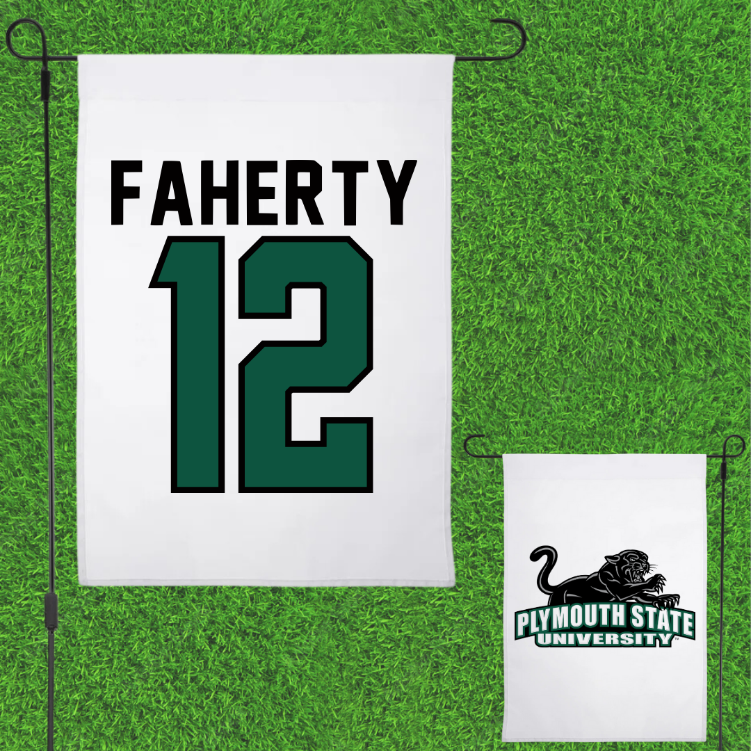 Plymouth State University Baseball White Garden Flag - #12 Chris Faherty