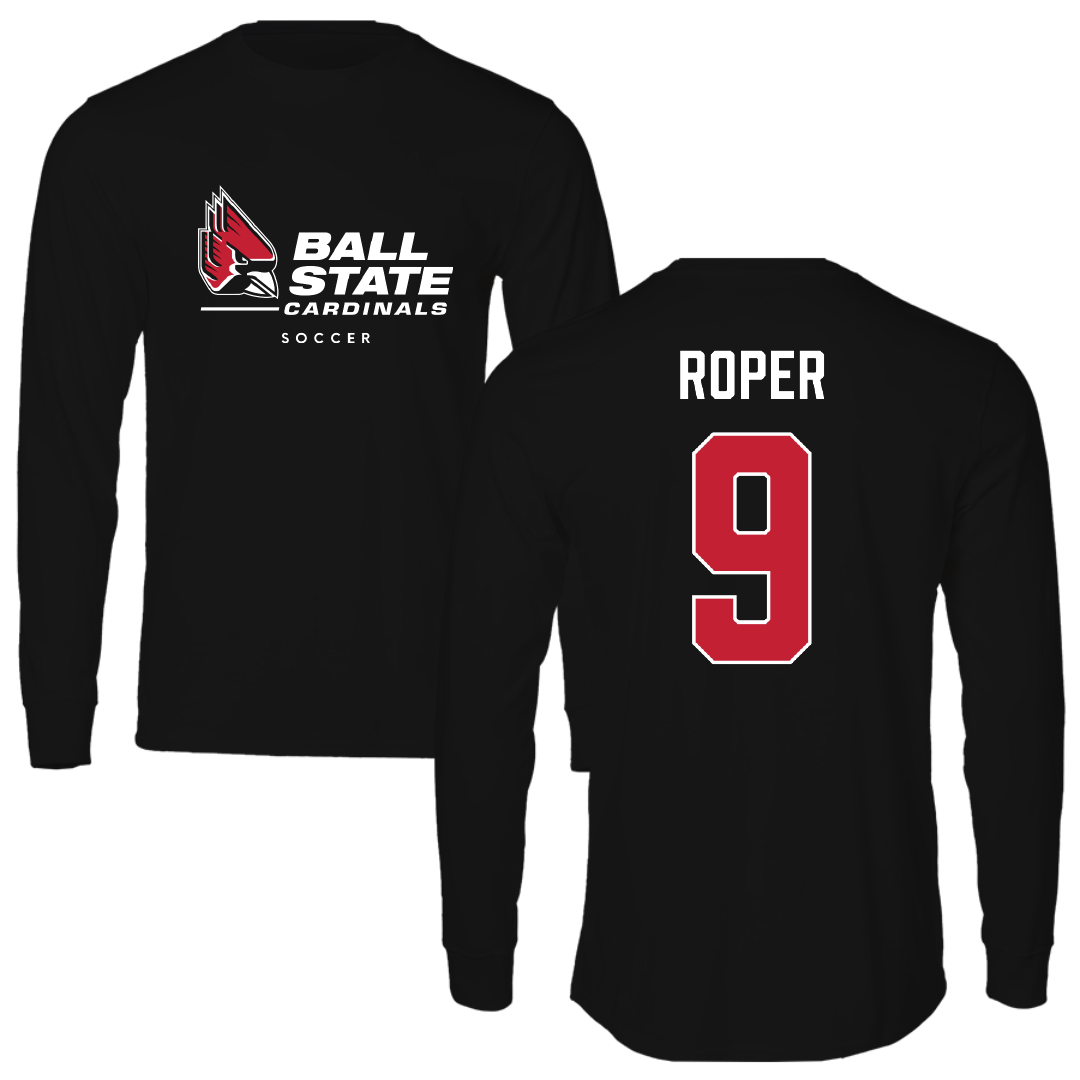 Ball State University Soccer Black Performance Long Sleeve - #9 Emily Roper
