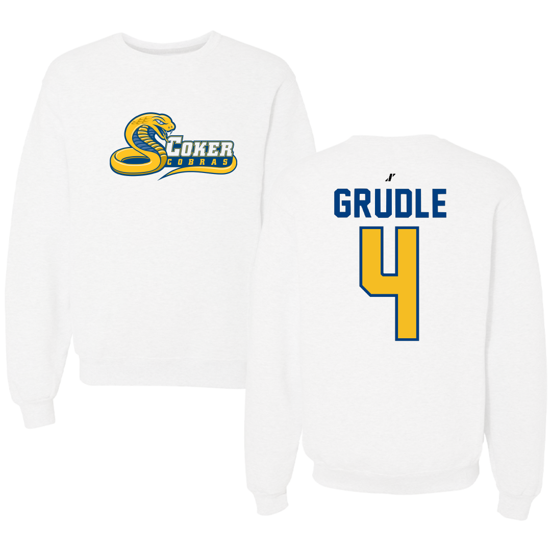 Coker University Acrobatics & Tumbling White Crewneck - #4 Tessa Grudle