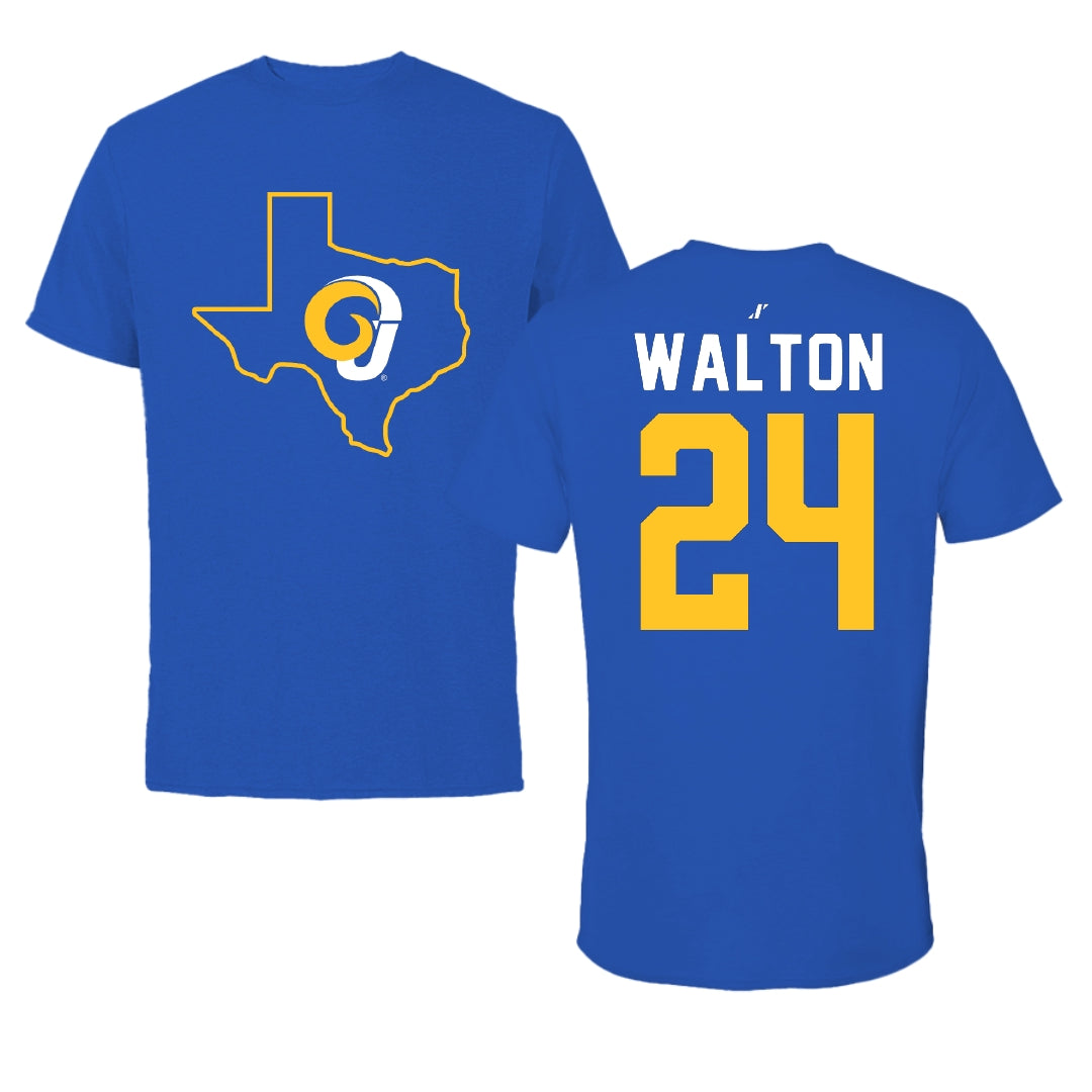 Angelo State University Football Blue State Performance Tee - #24 Xavier Walton