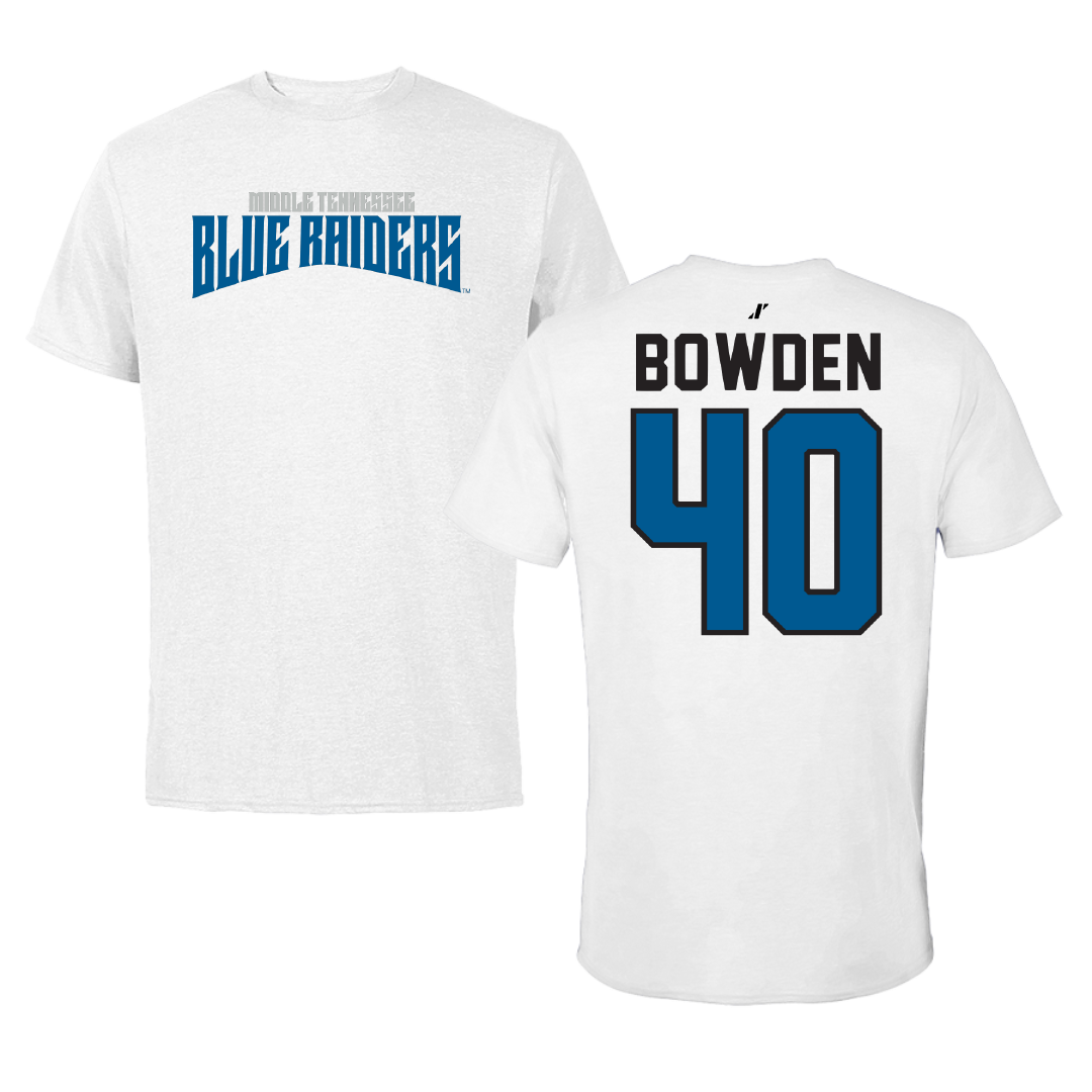 Middle Tennessee State University Baseball White Classic Tee - #40 Konner Bowden