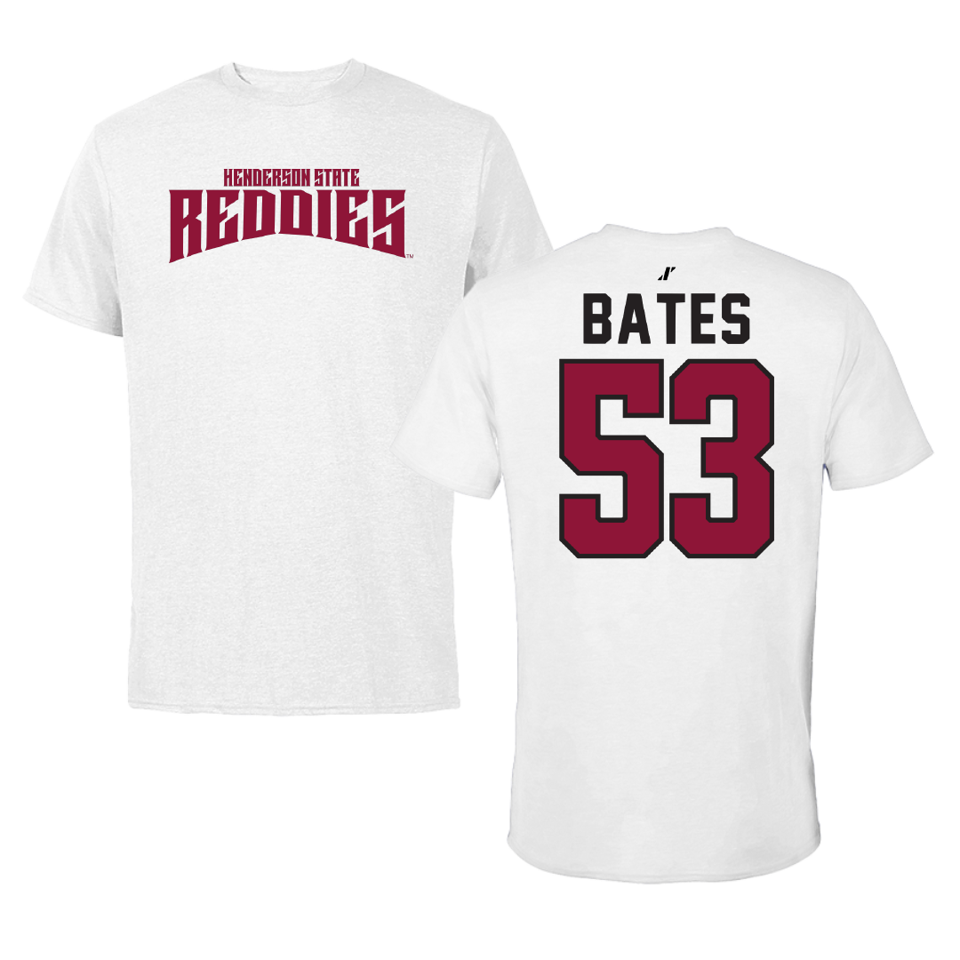 Henderson State University Baseball White Classic Tee - #53 Christian Bates