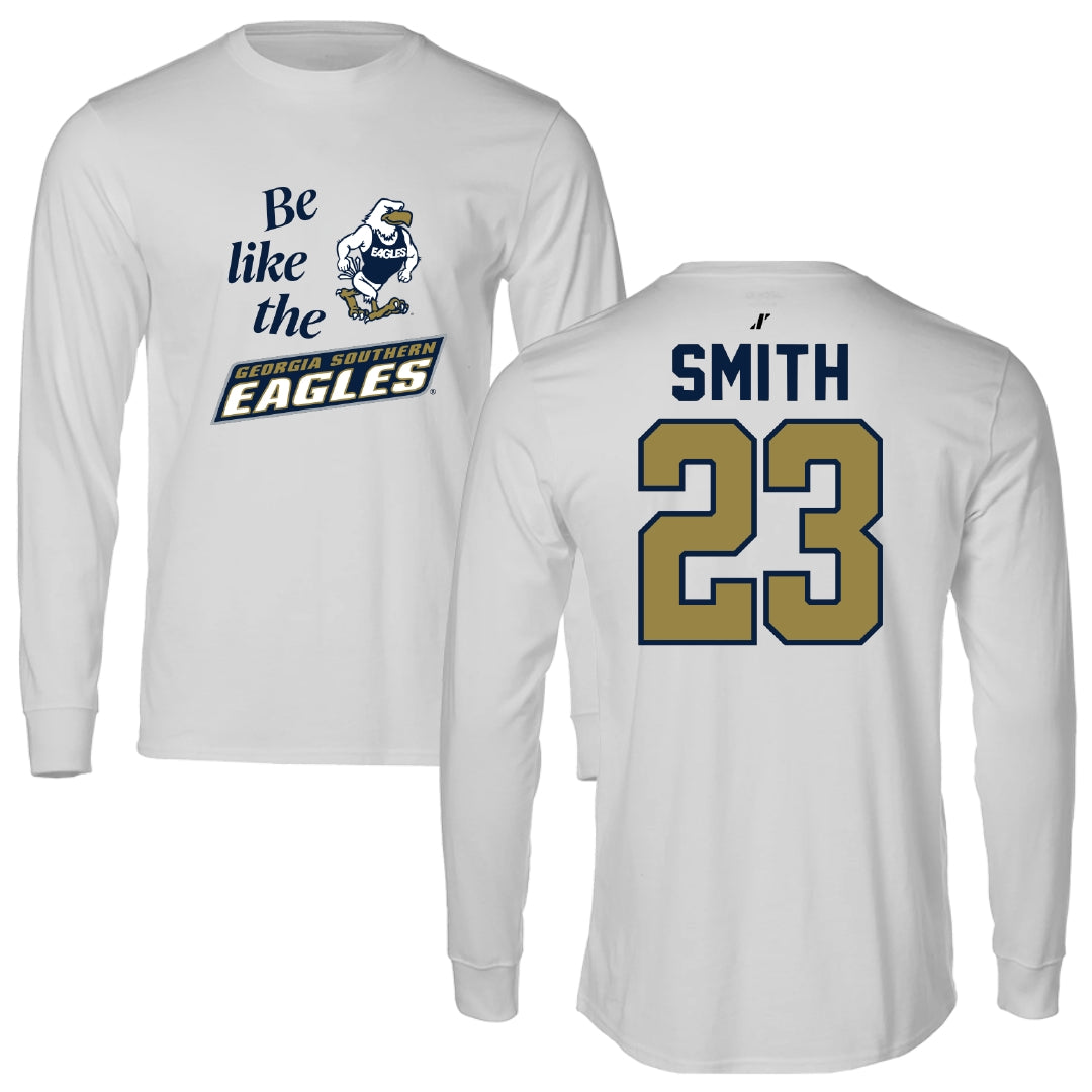 Georgia Southern University Basketball Light Gray Be Like Us Performance Long Sleeve - #23 Deannasty Smith