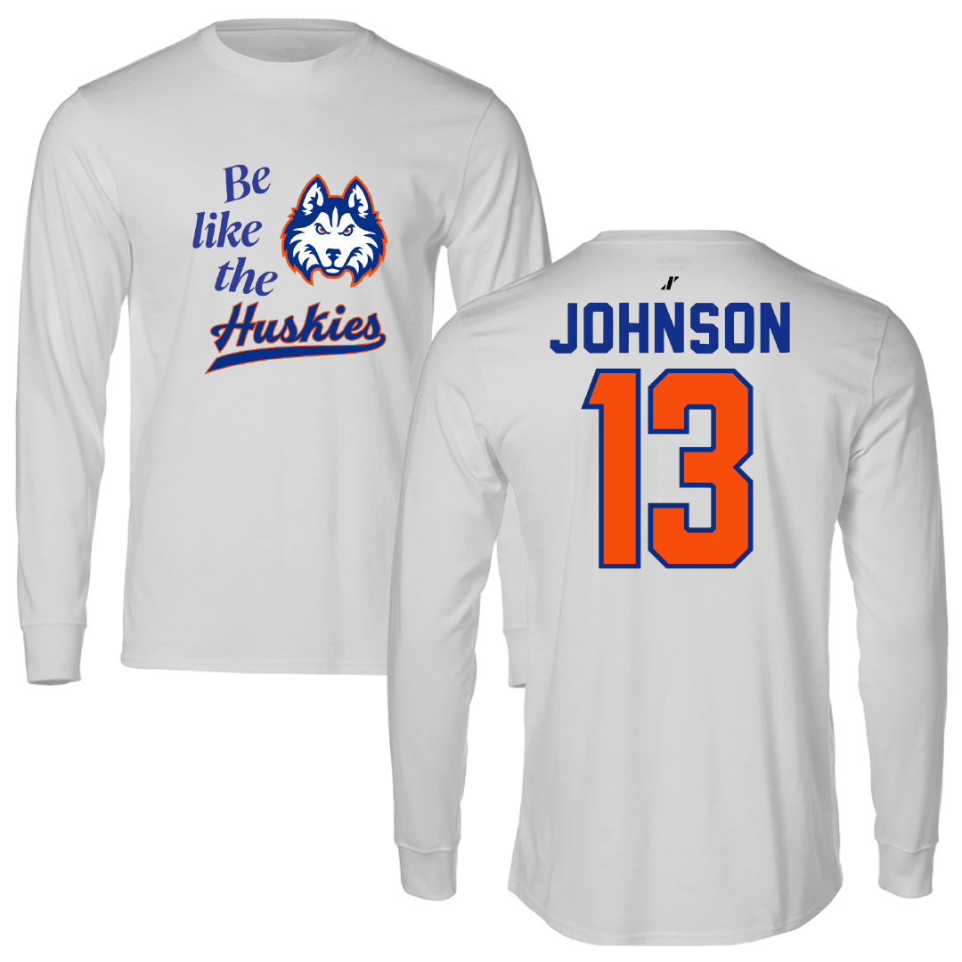 Houston Christian University Football Light Gray Be Like Us Performance Long Sleeve - #13 Will Johnson