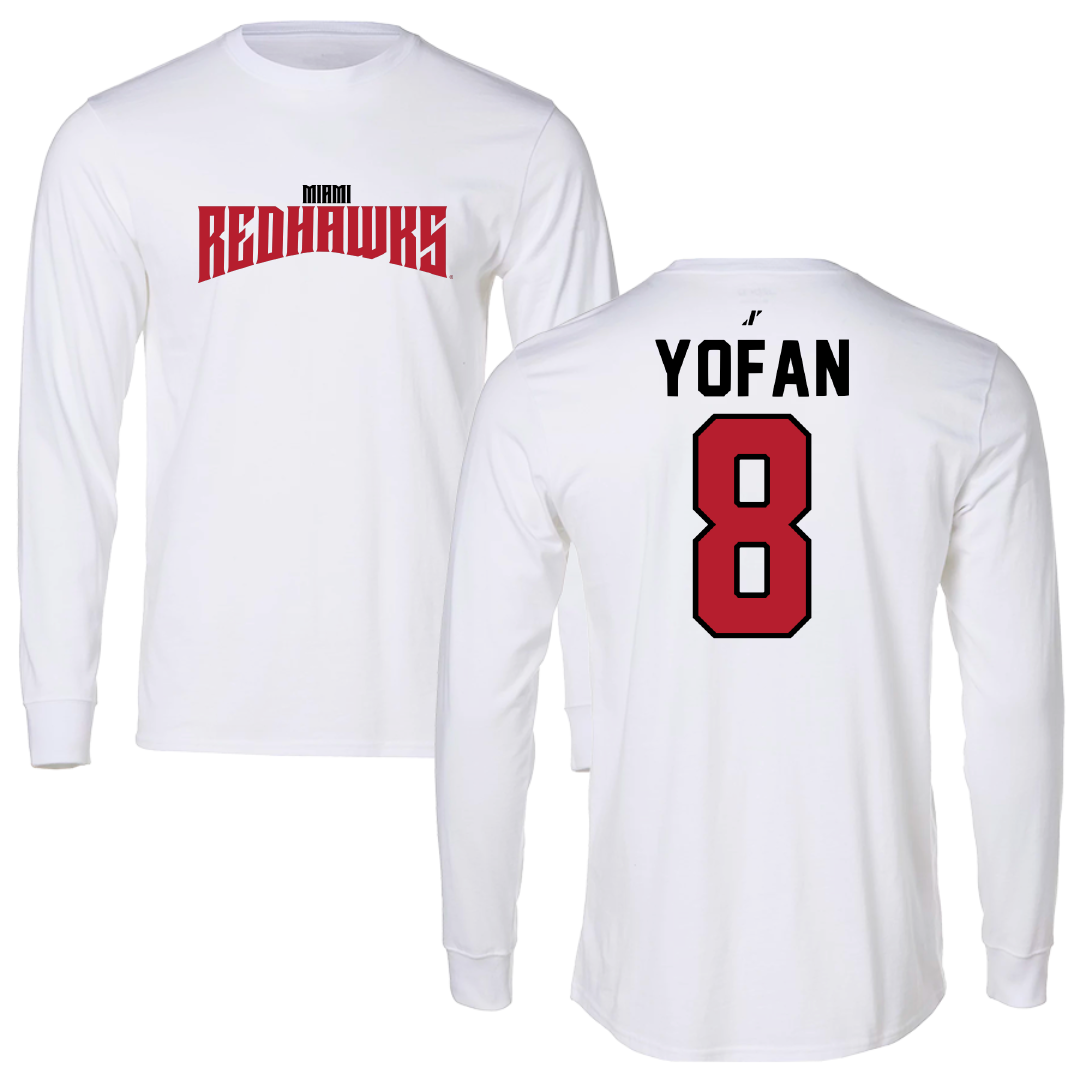 Miami University (Ohio) Basketball White Classic Performance Long Sleeve - #8 Eli Yofan