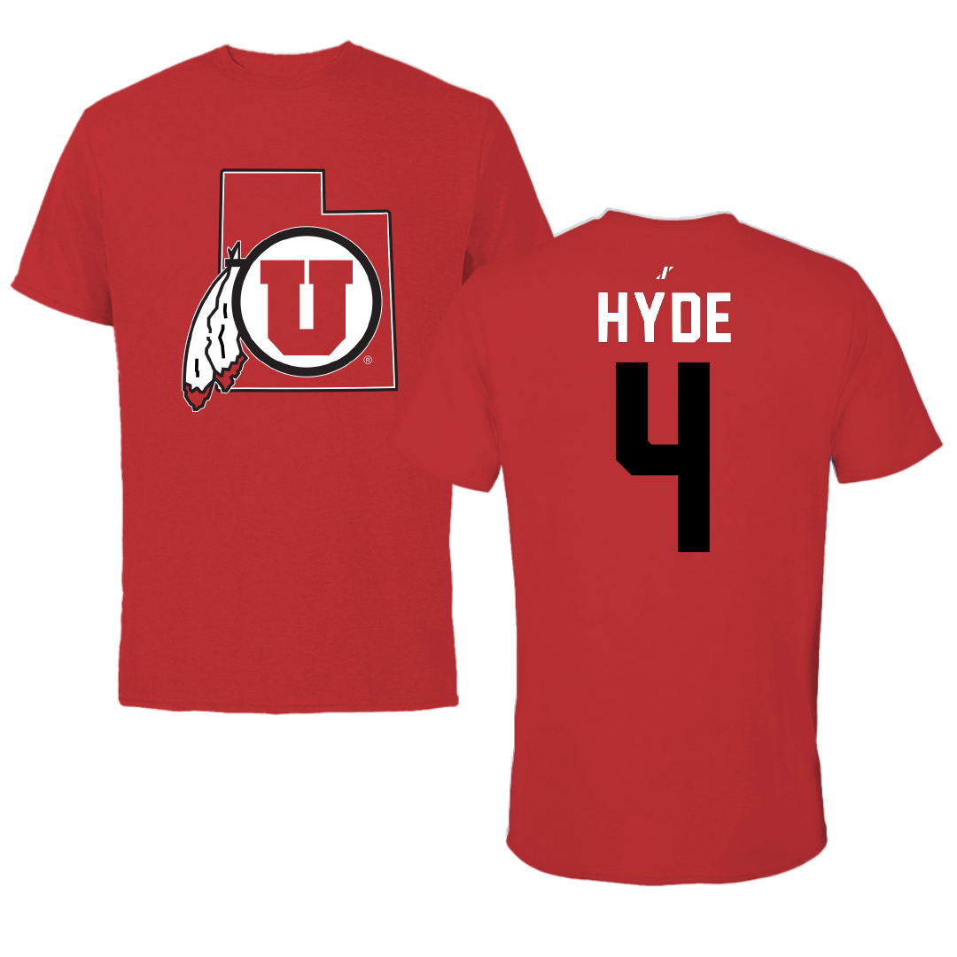 University of Utah Lacrosse Red State Tee - #4 Jordan Hyde