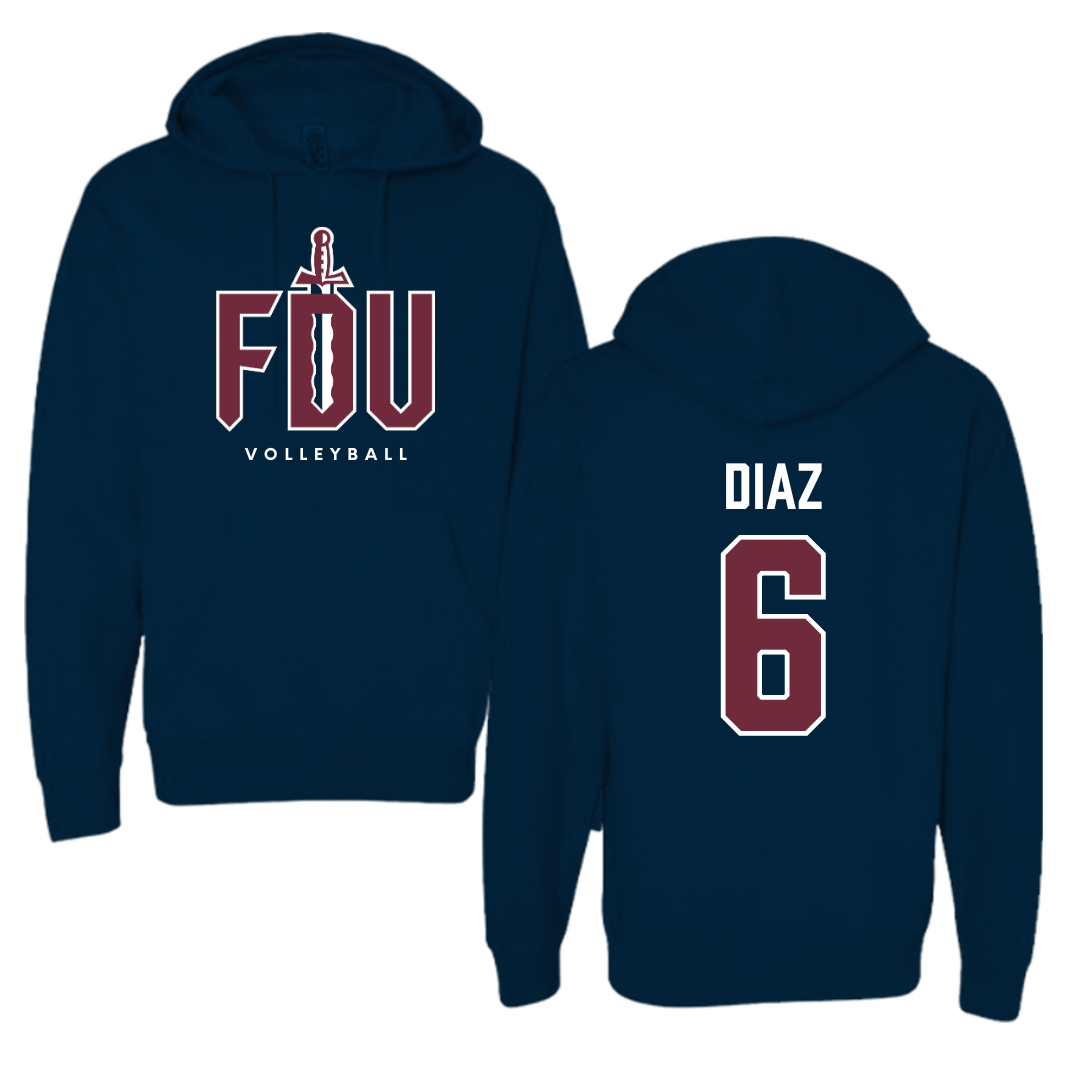 Fairleigh Dickinson University-Metropolitan Campus Volleyball Navy Hoodie - #6 Diego Diaz