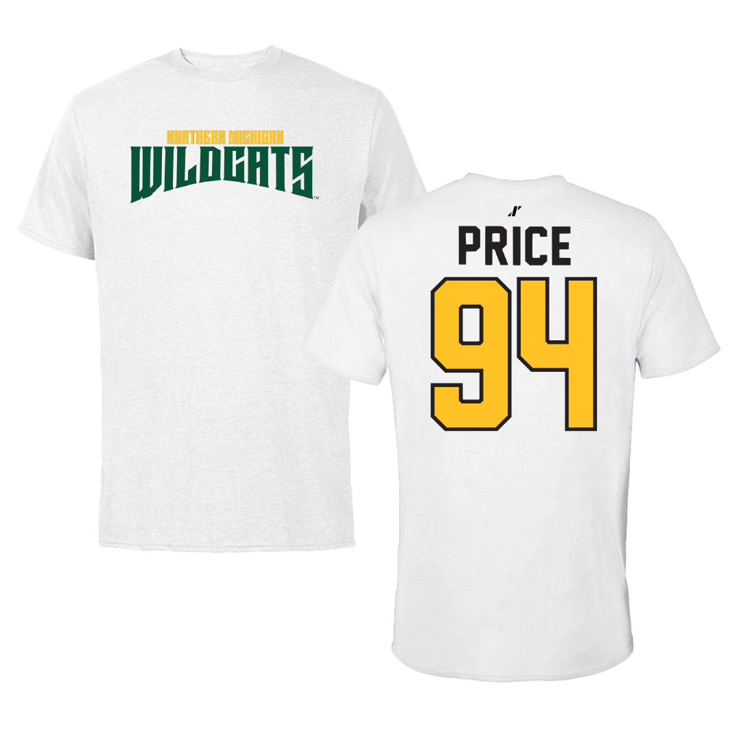 Northern Michigan University Football White Classic Tee - #94 Jake Price