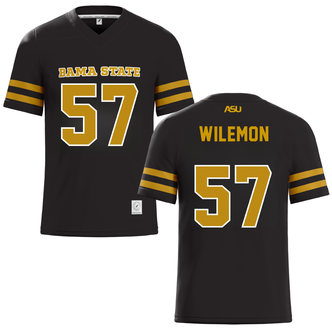Alabama State University Black Football Jersey - #57 Garrett Wilemon