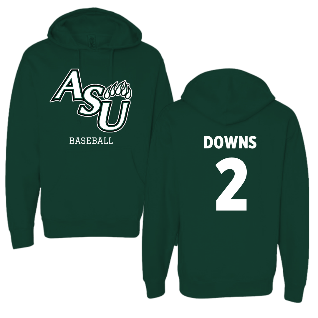 Adams State University Baseball Forest Green Block Hoodie - #2 Ryan Downs