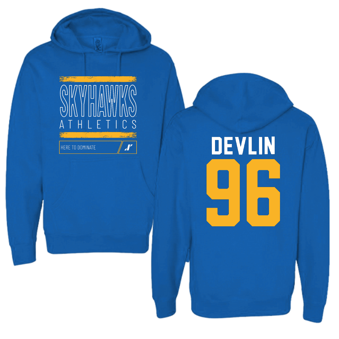 Fort Lewis College Football Blue Dominate Hoodie - #96 Blake Devlin