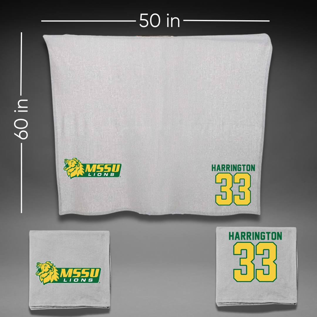 Missouri Southern State University Baseball Gray Blanket - #33 Aron Harrington