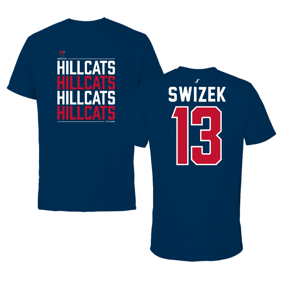 Rogers State University Basketball Navy General Tee - #13 Roman Swizek