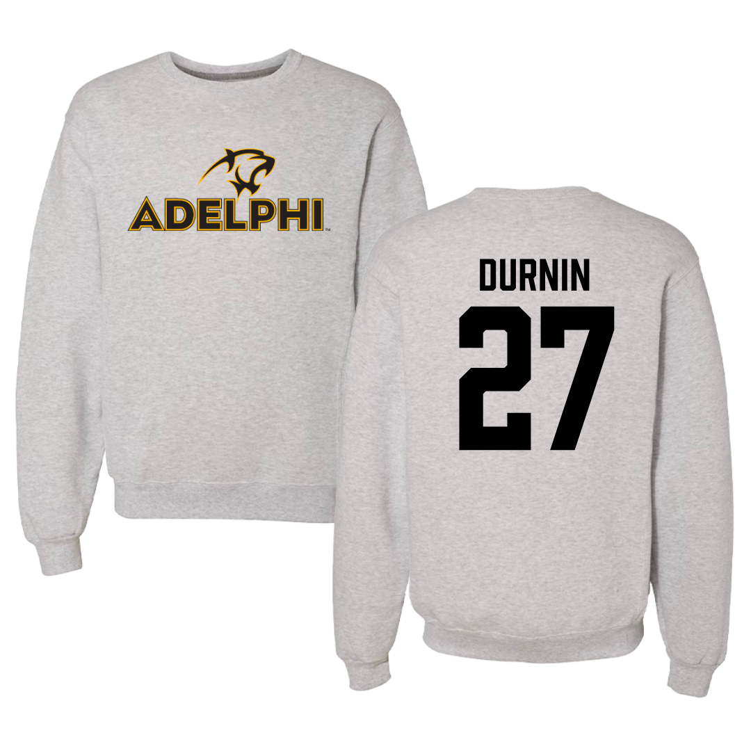Adelphi University Lacrosse Gray Crewneck - #27 Ryan Durnin