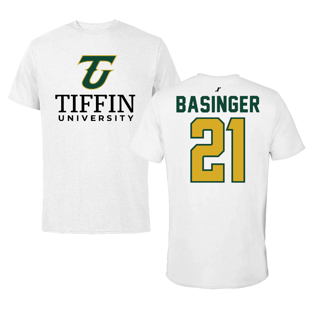 Tiffin University Soccer White Tee - #21 Seth Basinger