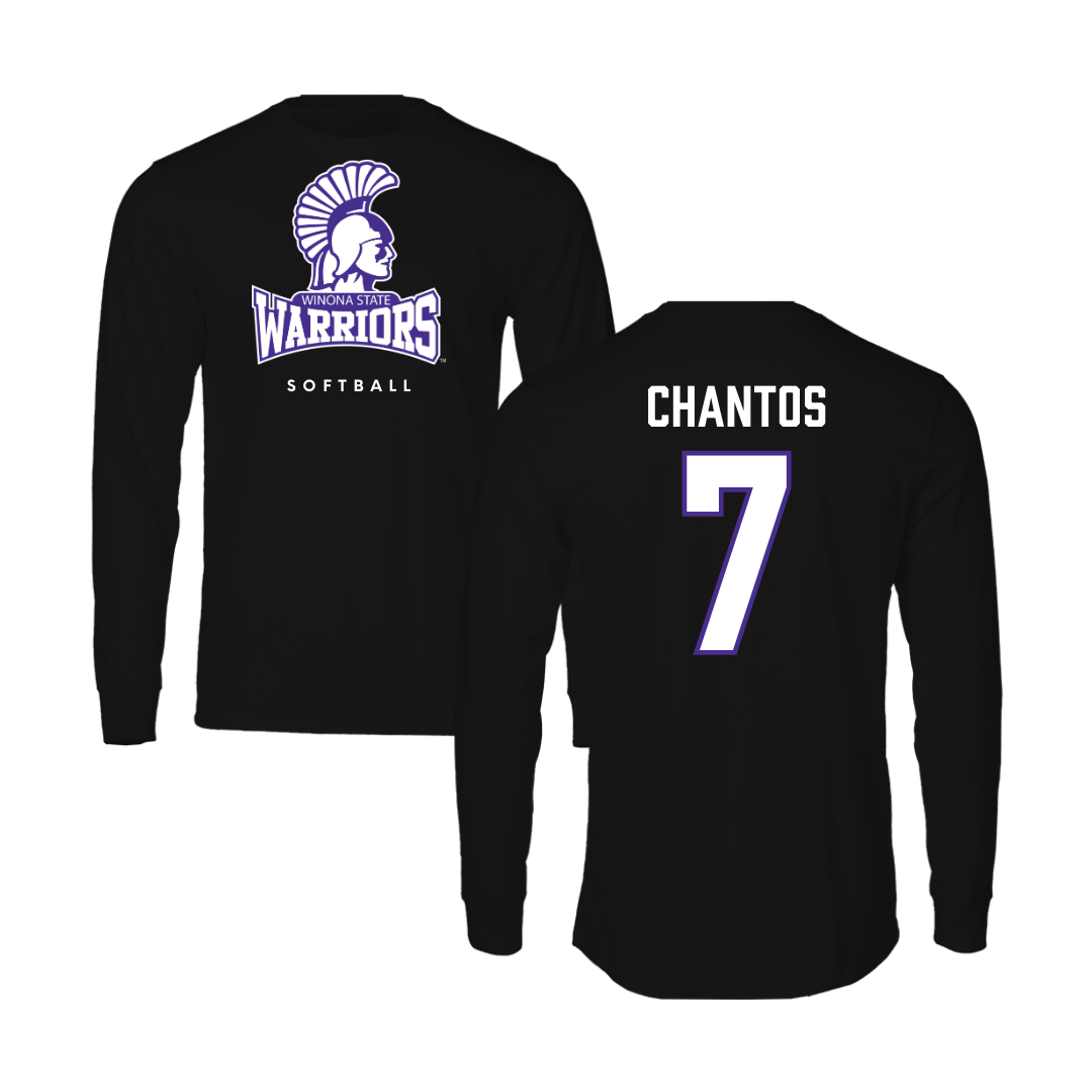 Winona State University Softball Black Performance Long Sleeve - #7 Ashlee Chantos