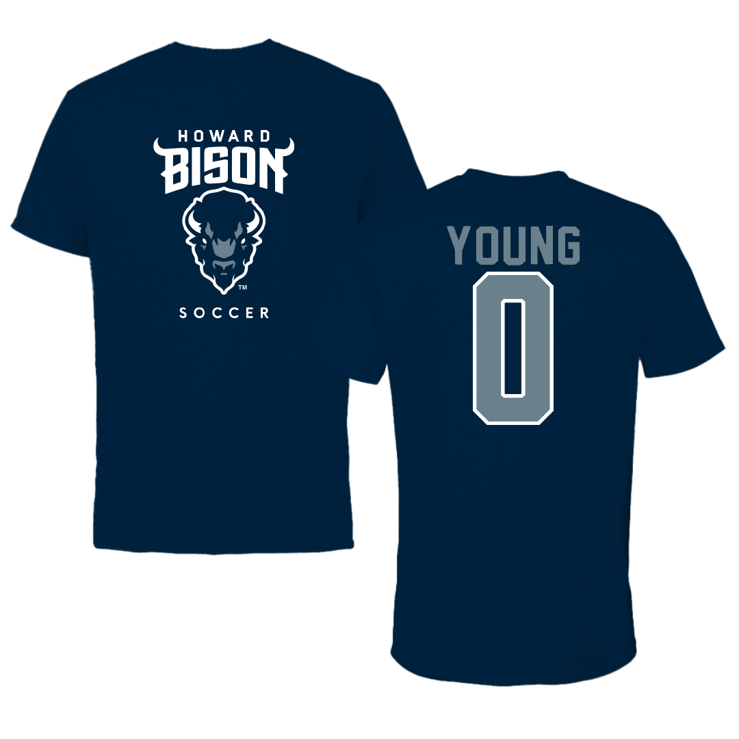 Howard University Soccer Navy Performance Tee - #0 Nya-Grace Young